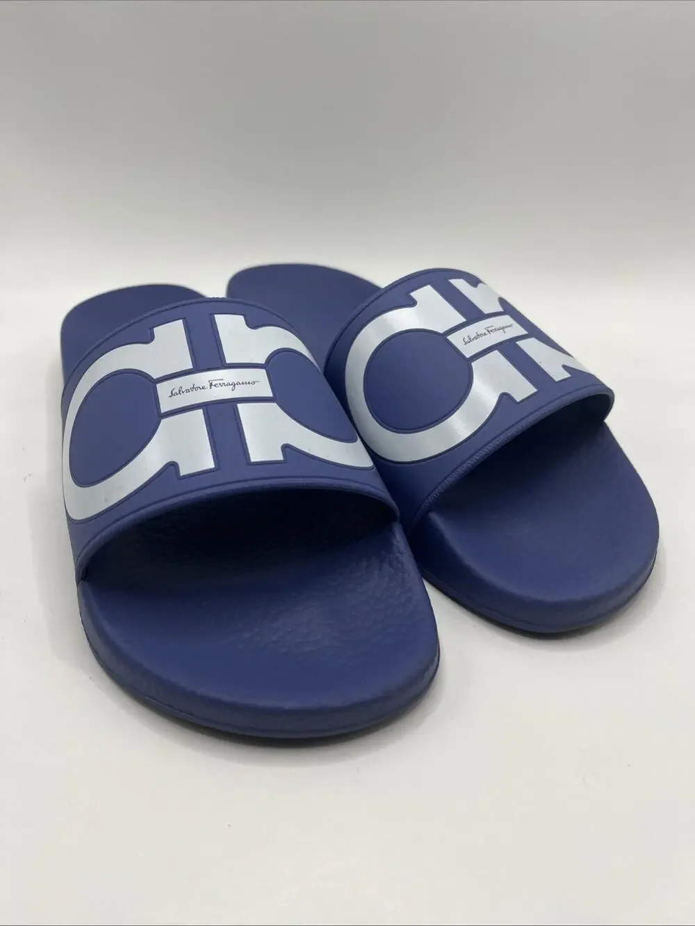 Salvatore Ferragamo Groove II Gancini Sports Pool Slides Purple Women Sz 7.5 US